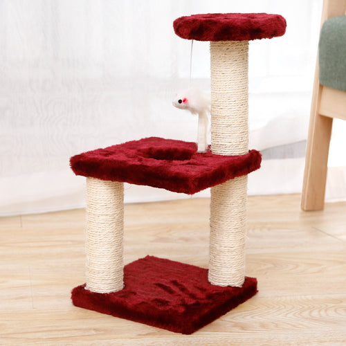 ClimbHaven Cat Tree & Scratching Post wrapped in natural sisal rope with a plush platform for climbing, scratching, and perching