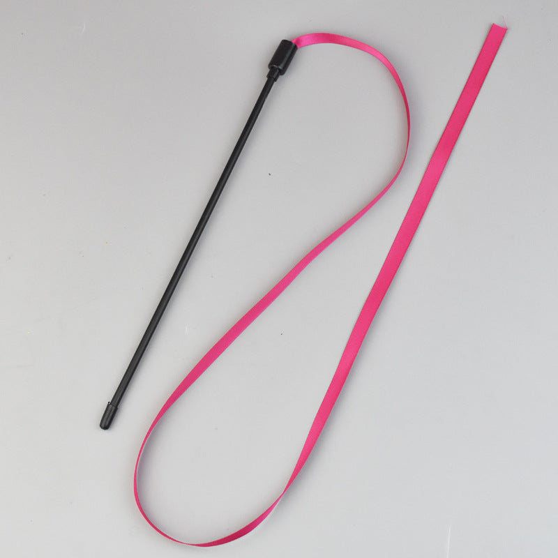 Interactive Rainbow Cat Wand Toy – Colorful Ribbon Teaser for Indoor Cats & Kittens