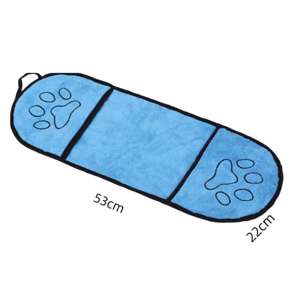 Chenille Pet Drying Towel Mitt in soft blue, designed for quick-drying dog and cat baths with a comfortable glove fit.