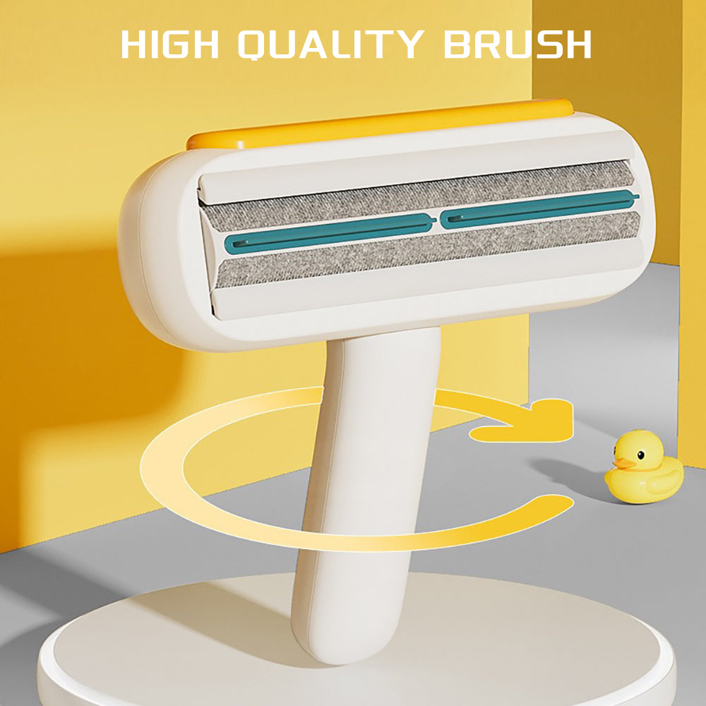 Reusable Pet Hair Remover Roller with self-cleaning fur and lint brush, gray and blue plastic handle, ideal for pet hair