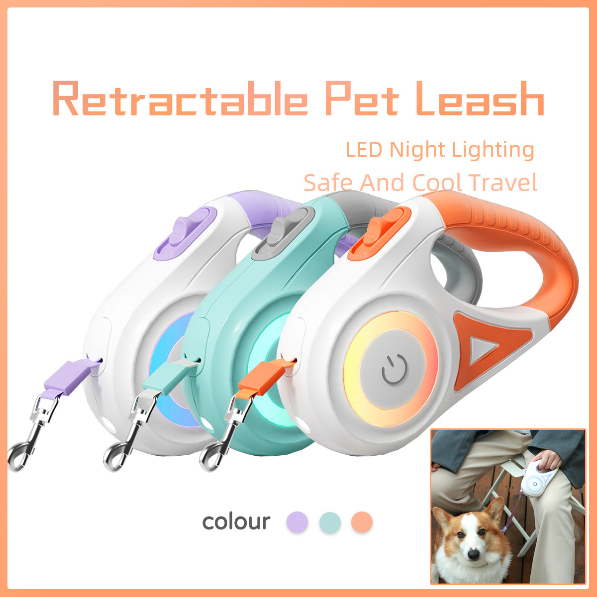 Light-Up Retractable Dog Leash for Safer, Happier Walks