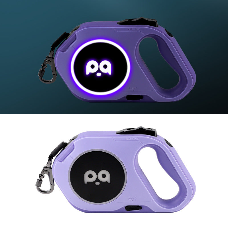 NightSafe LED Retractable Dog Leash with light-up safety handle and durable nylon cord for small and medium dogs.