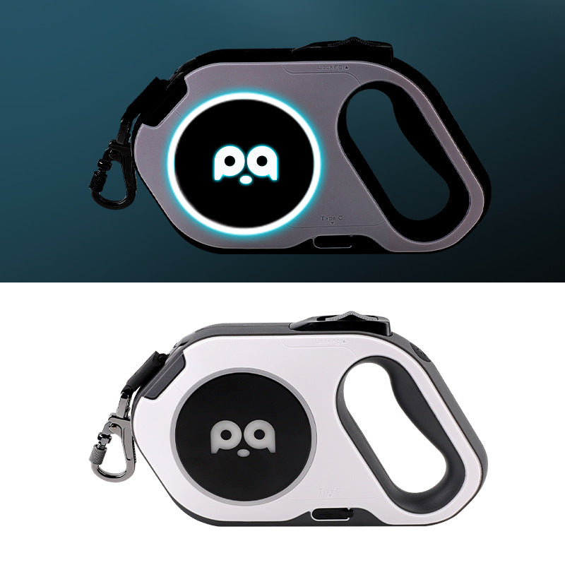 NightSafe LED Retractable Dog Leash in black with light-up safety feature, ideal for small and medium dogs during nighttime