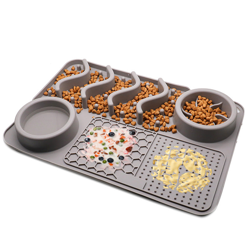 Premium Silicone Pet Lick Mat in blue, used as a slow feeder and anxiety relief for dogs and cats.