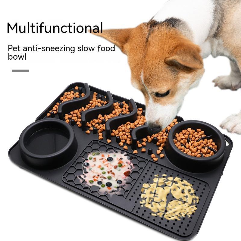 Premium Silicone Pet Lick Mat in blue, designed as a slow feeder and anxiety relief for dogs and cats, made of durable