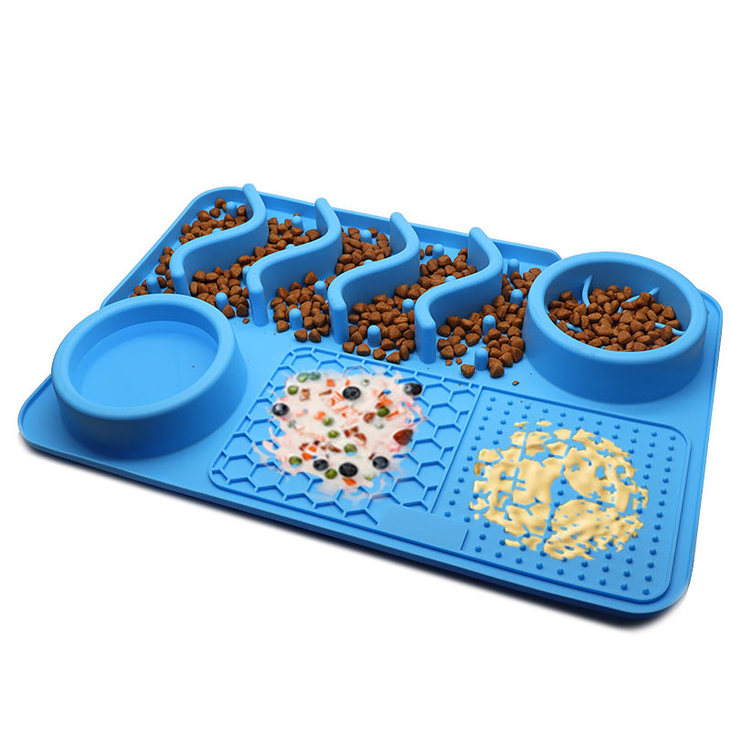 Premium silicone Pet Lick Mat in blue, designed as a slow feeder and anxiety relief for dogs and cats.